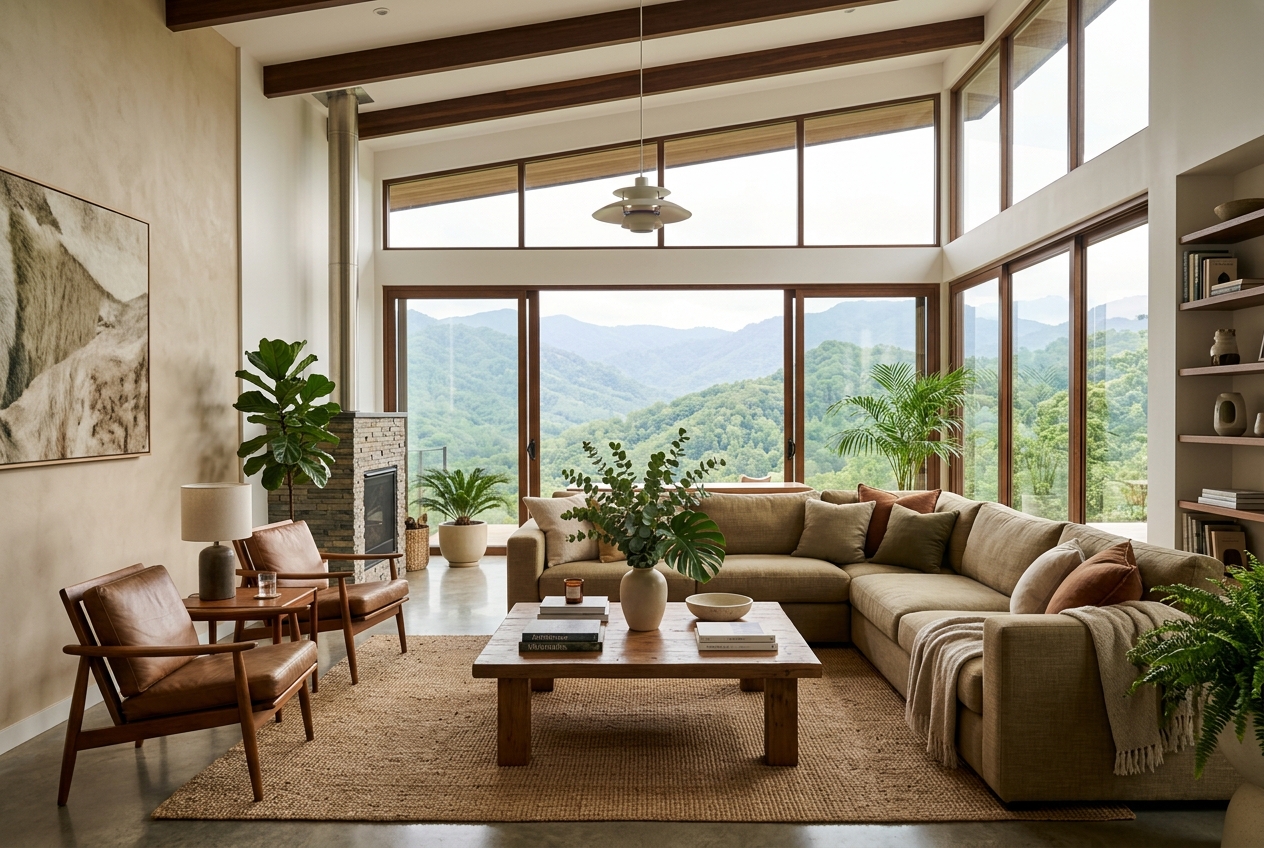 Luxury living room at Meraki Hillside Villa Panchgani