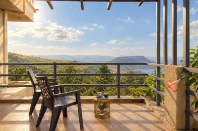 First floor upper terrace balcony view